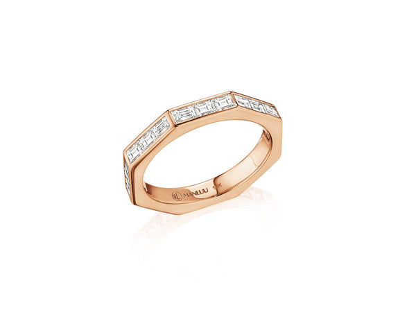 Ti Doudou Eternity  Ring, 18K Rose Gold and Baguette Diamonds