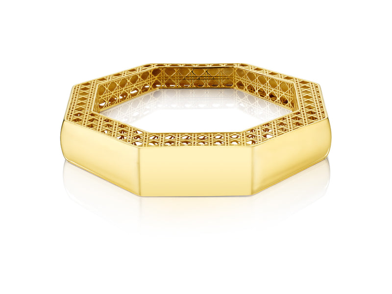 Fine Cane Bangle Bracelet, 18K Yellow Gold