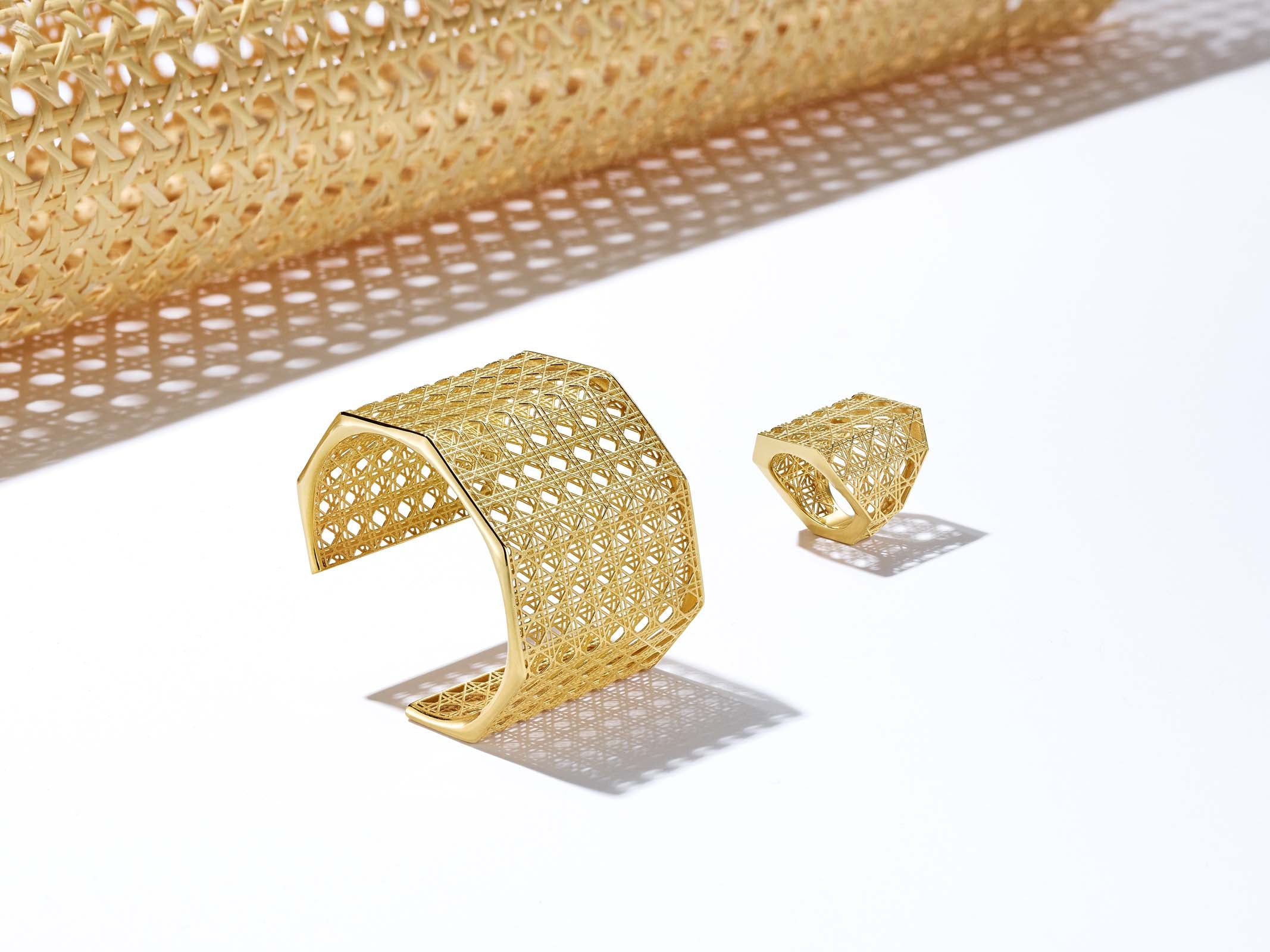 Fine Cane Cuff Bracelet, 18K Yellow Gold