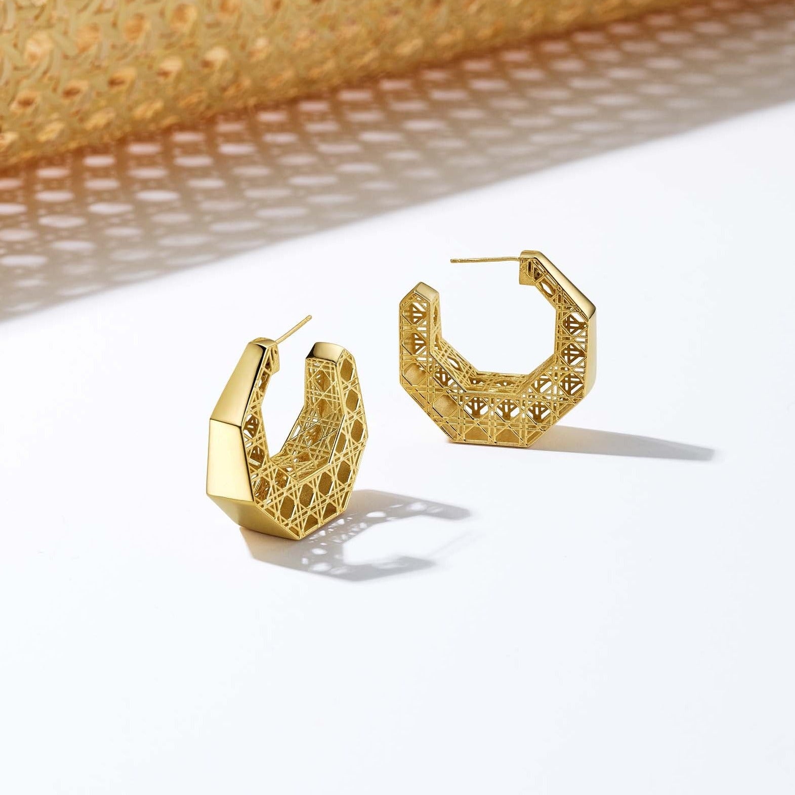 Fine Cane Creole Hoops, 18K Yellow Gold
