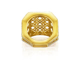 Fine Cane Wide, 18K Yellow Gold and Pavé Diamonds