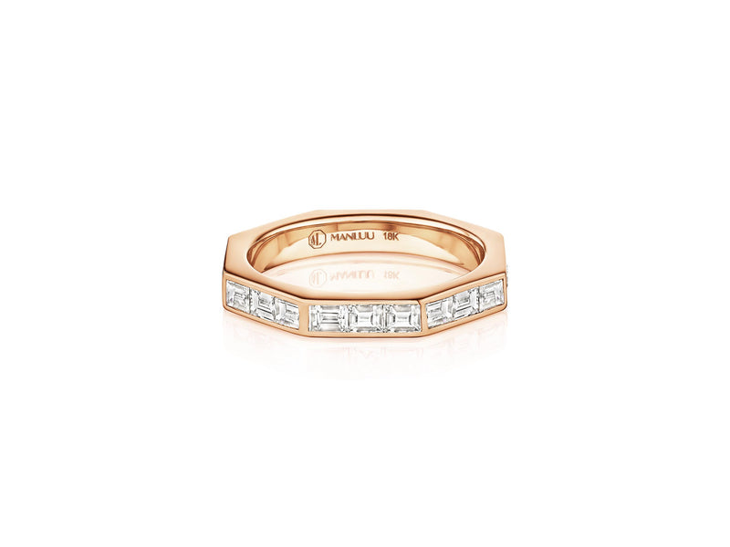 Ti Doudou Eternity  Ring, 18K Rose Gold and Baguette Diamonds