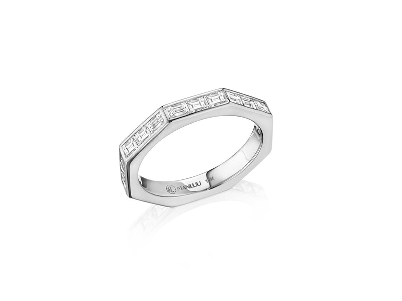 Ti Doudou Eternity  Ring, 18K White Gold and Baguette Diamonds