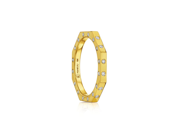 Ti Doudou Narrow Ring, 18K Yellow Gold and Diamonds