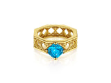 Doudou Chéri Ring, 18K Yellow Gold and Blue Topaz
