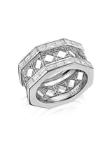 Doudou Wide Eternity Ring, 18K White Gold and Baguette Diamonds