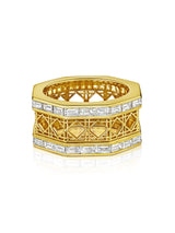 Doudou Wide Eternity Ring, 18K Yellow Gold and Baguette Diamonds