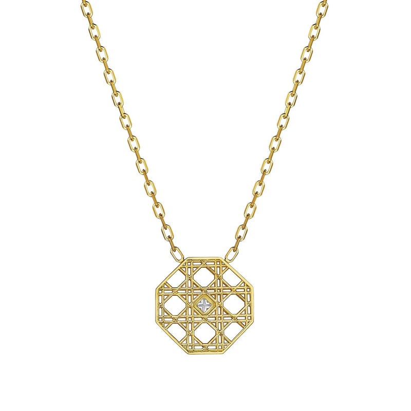 DouDou Pendant necklace, 18K Yellow Gold and Princess Cut Diamond