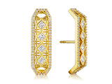 Doudou Long Cuff Earrings, 18K Yellow Gold, Princess Cut and Pavé Diamonds