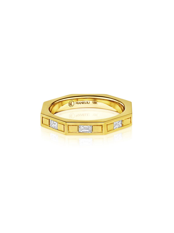Ti Doudou Narrow Ring, 18K Yellow Gold and Baguette Diamonds