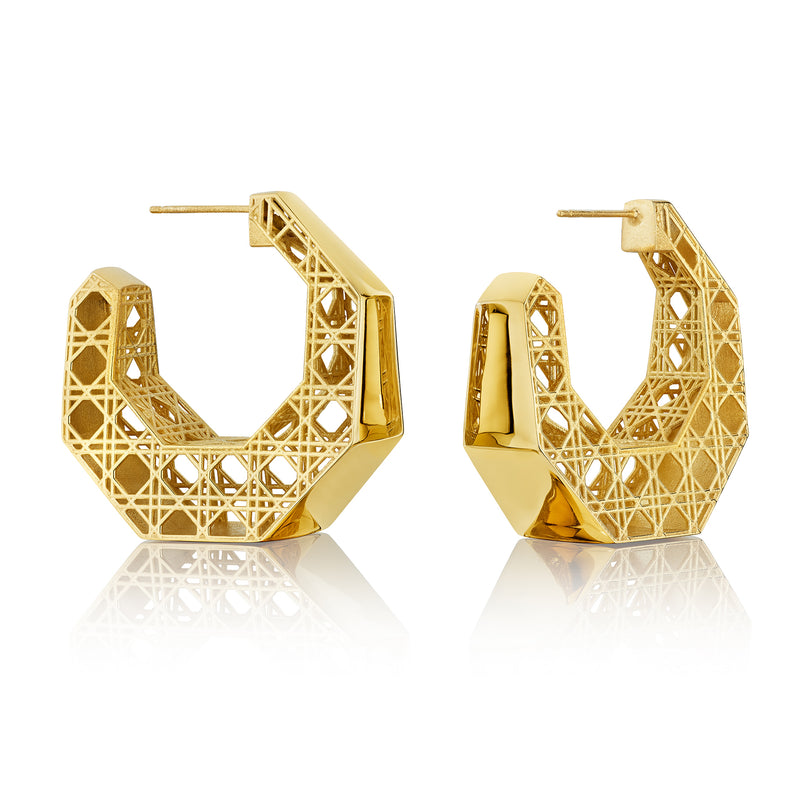 Fine Cane Creole Hoops, 18K Yellow Gold
