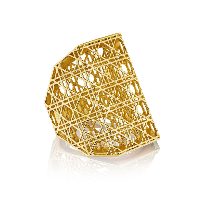 Fine Cane Maxi ring, 18K Yellow Gold