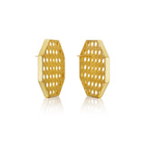 Fine Cane Octagonal Earrings, 18K Yellow Gold